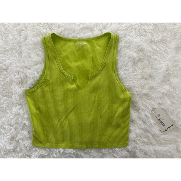 Year of Ours Notch Tank – Lime – Ribbed Crop Tank – NWT Size Large - Picture 1 of 4